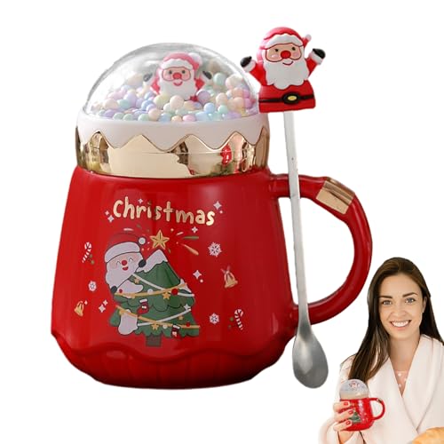 Aizuoni Weihnachtsbecher Mit Deckel - 500 Ml Weihnachtsmann Kaffeetasse - Weihnachtliche Keramiktasse, Für Freunde, Verwandte Und Familie (Exklusive Geschenktüte In Geschenkbox) von Aizuoni