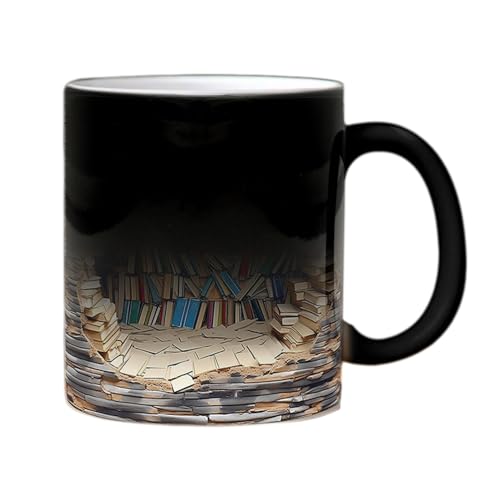 Keramik-Kaffeebecher,Bibliothek Bücherregal Tasse | Weiße 3D-Bibliotheks-Langlebige Milchbecher Teetassen Home Deko Weihnachtsgeschenke von Aizuoni