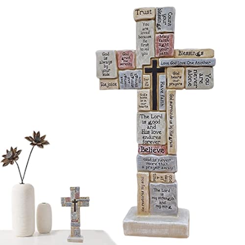 Stehende Christliche Kreuze,Jesus Kreuze Mit Ermutigenden Worten Und Sätzen Bedeckt | Holz Kreuze Deko Stehendes Kreuz Aus Holz Christliches Katholisches Kruzifix Kreuz Figur Ornamenten von Aizuoni