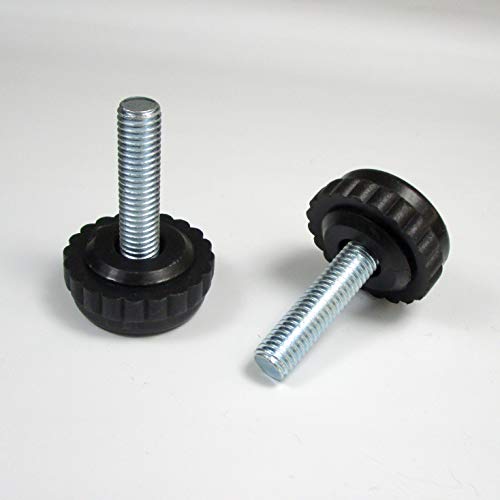 ajile - 30 mm Durchmesser Stellfüße mit Rändelteller aus Kunststoff SCHWARZ mit M8 x 30 mm Gewindestift aus Verzinktem Stahl - 8 Stck. - PRC830x8-FBA von Ajile