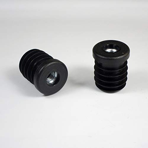 ajile Kunststoff Gewindestopfen SCHWARZ für Rundrohr 25 mm Durchmesser mit 8 mm (M8) Durchmesser Metallgewinde - 4 Stck. - ERM825x4-FBA von Ajile
