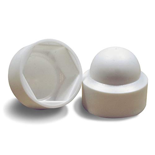 ajile Sechskant Abdeckkappe Ziermutterkappe Schutzkappe aus Kunststoff WEISS für M4 (7 mm) Muttern & Bolzen - 50 Stck von Ajile