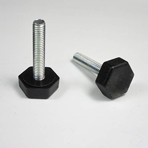 ajile - Stellfuß mit 19 mm Sechskant-Stellfläche aus Kunststoff SCHWARZ und M6 x 30 Gewindestift aus Verzinktem Stahl - 8 Stck. - PRH630x8-FBA von Ajile