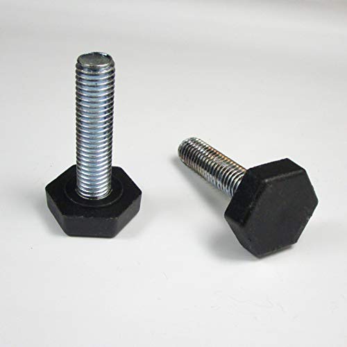 ajile - Stellfuß mit 24 mm Sechskant-Stellfläche aus Kunststoff SCHWARZ und M10 x 40 Gewindestift aus Verzinktem Stahl - 8 Stck. - PRH140x8-FBA von Ajile