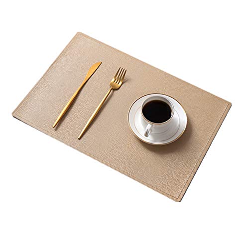 Ajinge Tischsets (6er-Set), PU-Leder Wasserdicht Rutschfest Isolierung Waschbar Schnell trocknend Dekorativ Tischset,Beige von Ajinge