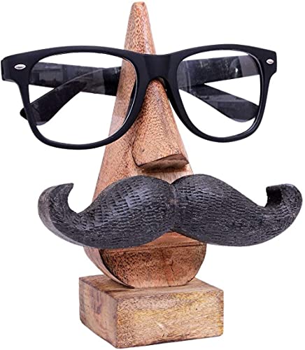 Ajuny Handgefertigter Brillenhalter aus Holz von – Brillen Ständer im Schnurrbart Design aus Holz für Brillen Sonnenbrillen Schutzbrillen Organizer für Büro Schreibtisch Heimdekoration Geschenke von Ajuny