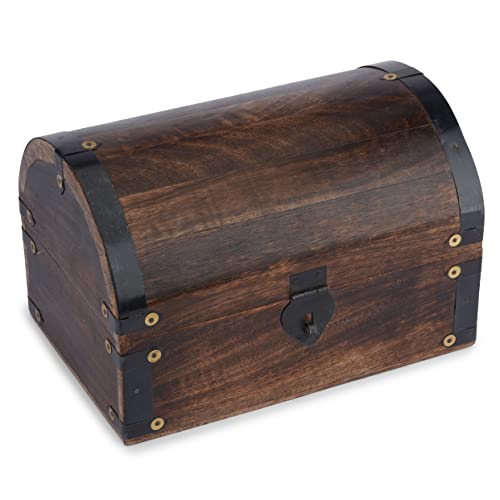 Ajuny dekorative Schmuckschatulle aus Holz abschließbar vielseitig verwendbar Schmuck Aufbewahrungs boxen Organizer Andenken, Schmuckstückhalter, Uhrenbox, ideal für Geschenke, Braun – 9x6 Zoll von Ajuny