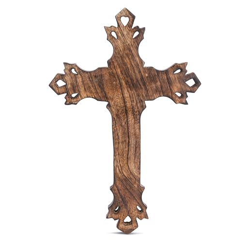 Ajuny Dekoratives handgefertigtes braunes Wandkreuz aus Holz für die Kirche, christliche Wandmontage aus Holz, katholisch für Zuhause, Büro, Kirchendekoration, religiöse Geschenke von Ajuny