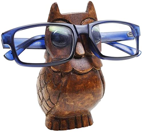 Ajuny handgefertigter hölzerner Brillenständer - handgefertigter Eulenform-Brillenständer aus Holz, Brillen Sonnenbrillen Brillen Brillenständer Organizer für Büro Schreibtisch Wohnkultur Geschenke von Ajuny