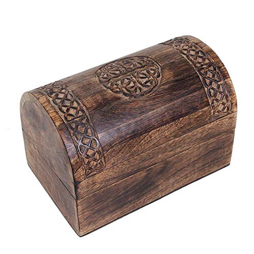 Ajuny Große Aufbewahrungsbox aus Holz Schmuck Organizer Mehrzweck mit keltischen Schnitzereien auf dem Gebogenen Deckel Ajuny Große Aufbewahrungsbox aus Holz Schmuck Organizer Mehrzweck mit keltischen Schnitzereien auf dem Gebogenen Deckel von Ajuny
