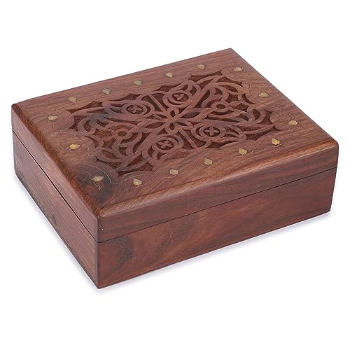 Ajuny Große keltische Schatztruhe aus Holz, Schmuckkästchen, Schmuckaufbewahrungshalter, vielseitig einsetzbar als Schmuckaufbewahrung, Uhrenbox, ideal für Geschenke – 23 x 17,8 cm von Ajuny