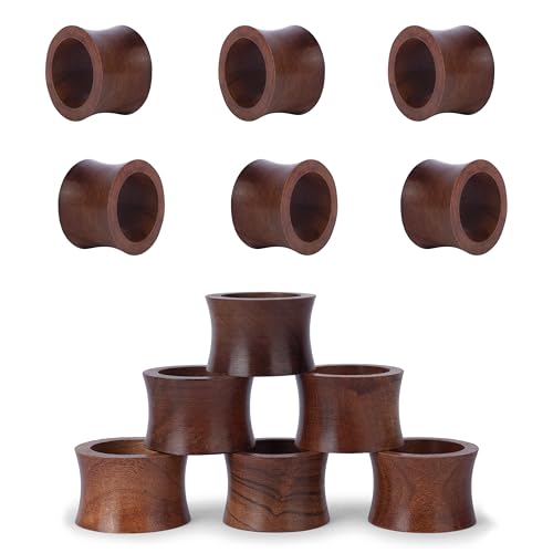 Ajuny Handgefertigt Serviettenringe Holz 12er-Set Schlicht Konkav Rund Schlicht Dekorativ Halter Organizer für Tisch Dinnerparty Küche und Heim Dekoration von Ajuny