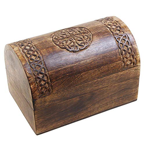 Ajuny Handgefertigte Holz-Schmuckaufbewahrungsbox, kompakt, geprägt, gebrannt, traditionelle Schnitzereien, Mehrzweck-Andenkenbox, Organizer, Heimdekoration von Ajuny