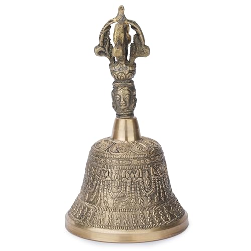 Ajuny Handgefertigte buddhistische Meditationsglocke aus Messing, religiöse Handglocke für Meditation, Gebet, Klarheit, Fokus, Heilung für Heimdekoration, 14,2 cm von Ajuny