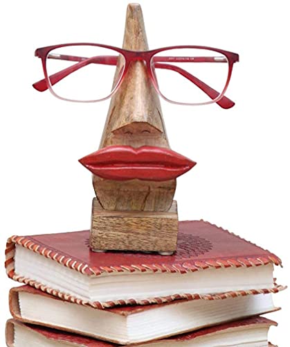Ajuny handgefertigter roter Lippen-Brillenhalter aus Holz, Brillenhalter, Sonnenbrillenhalter, Präsentationsständer für Damen und Herren, Heimdekoration, Büro, Schreibtisch, Beste Geschenkidee von Ajuny