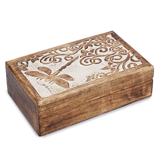 Ajuny Holz handgefertigte dekorative Box Reptier Weiß und Braun - Mehrzweck Verwendung als Schmuckaufbewahrung, Uhrenbox, ideal für Geschenke von Ajuny