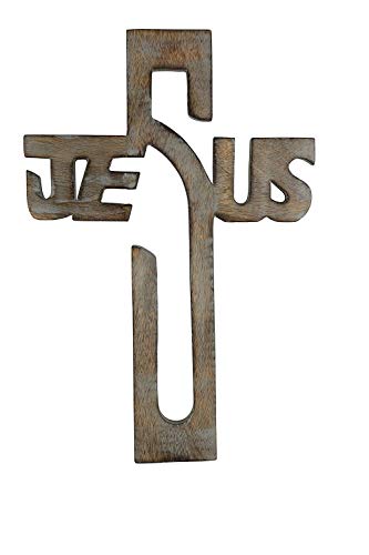 Ajuny Jesus Holz Wandkreuz Plakette hängen keltische Handschnitzereien Religiöse Wohnkultur Geschenke 15x10 Zoll von Ajuny
