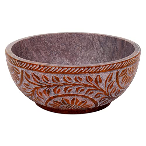 Ajuny Speckstein Scrying und Smudge Bowl Topf Floral Design Handmade Haushalt Küche Tischdekoration Geschenk 5 Zoll von Ajuny