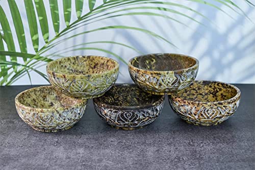 Ajuny Natürlicher Speckstein Räuchertopf | Steinschale | Wahrsager- und Räucherschale Handgefertigt Blatt Geschnitztes Design Haushalt Küche Tisch Dekoratives Geschenk, 5 Zoll Ajuny Natürlicher Speckstein Räuchertopf | Steinschale | Wahrsager- und Räucherschale Handgefertigt Blatt Geschnitztes Design Haushalt Küche Tisch Dekoratives Geschenk, 5 Zoll von Ajuny