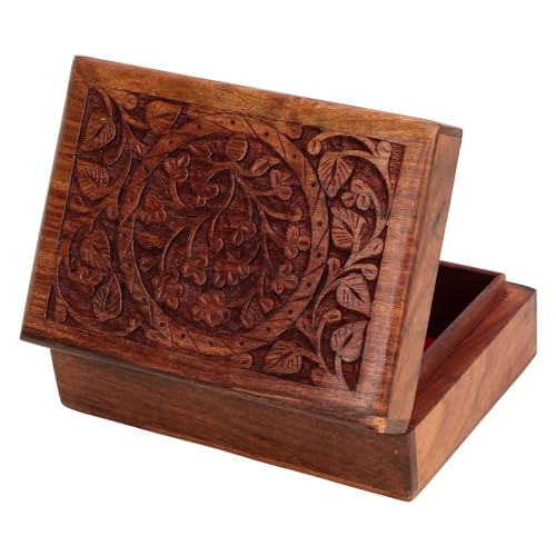 Ajuny Handgefertigte dekorative Schmuckschatulle aus Holz für Frauen Baum des Lebens Design Mehrzweck Andenken Aufbewahrung Organizer, Uhrenbox, Schatzkiste, ideal für Geschenke, 17,8 x 12,7 cm von Ajuny