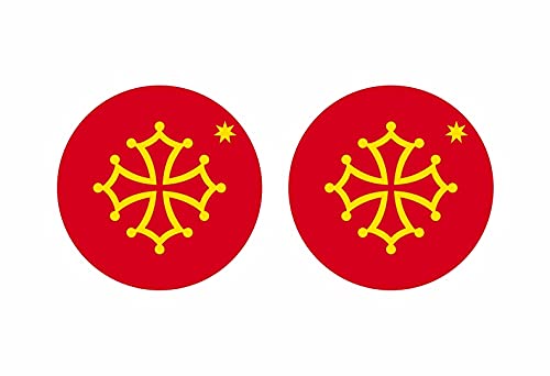 Akachafactory 2 x Aufkleber, rund, Motiv: Flagge Okzitanien von Akachafactory