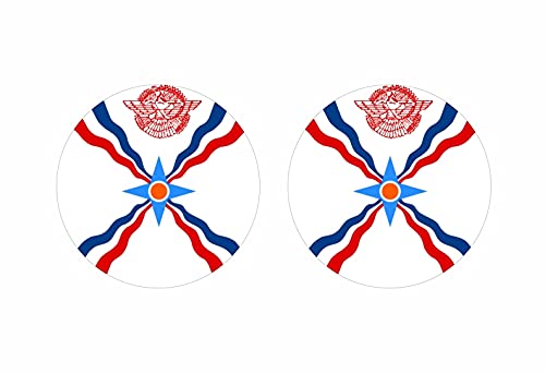 Akachafactory 2 x Aufkleber, rund, Motiv: Marienkäfer-Flagge, assyrische Flagge von Akachafactory