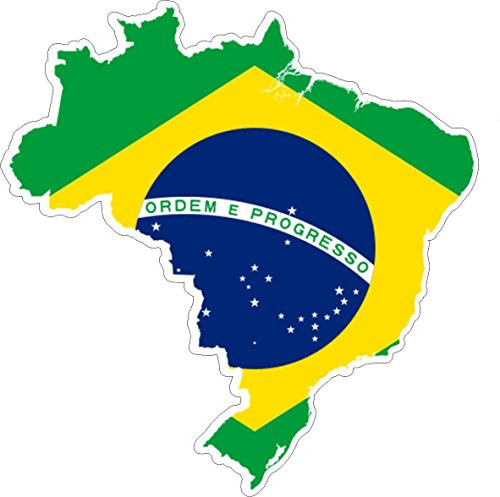 Akachafactory Selbstklebend Wandtattoo Sticker, Auto Vinyl Flagge Karte Brasilien von Akachafactory