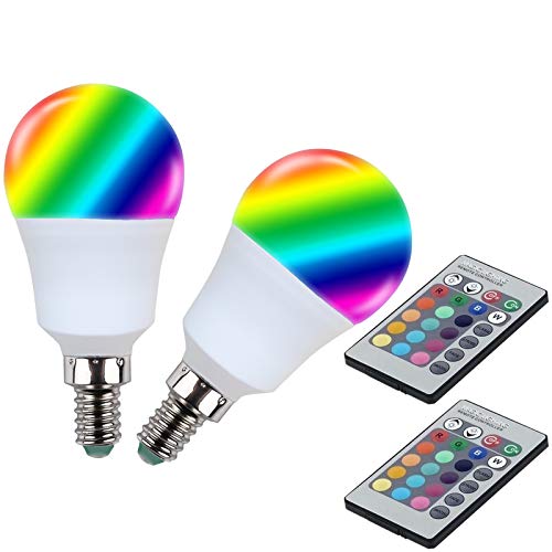 YAKAiYAL RGB E14 LED Birne G45 16-Farbwechsel A45 Glühbirne 4 Modi für Stimmung Beleuchtung 2-Stück MEHRWEG von YAKAiYAL