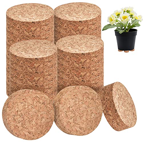 Akamino 70 Stück Blumentopffüße, 5,1 cm, unsichtbare Topffüße mit Rutschfester Oberfläche, Kork-Blumentopf-Füße, Heber, massives Korkholz, Pflanzgefäße, Blumentöpfe für Innen- und Außenbereich von Akamino