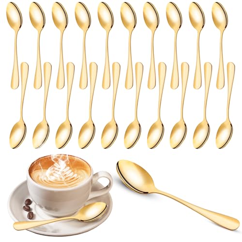 Akamino 20 Stück goldene Teelöffel, 13,7 cm, Edelstahl-Teelöffel mit Titanbeschichtung, Spiegel-Finish, Kaffeelöffel für Dessert, Suppe, Espresso, Latte Rühren, Zuhause, Restaurant, Partys Akamino 20 Stück goldene Teelöffel, 13,7 cm, Edelstahl-Teelöffel mit Titanbeschichtung, Spiegel-Finish, Kaffeelöffel für Dessert, Suppe, Espresso, Latte Rühren, Zuhause, Restaurant, Partys von Akamino