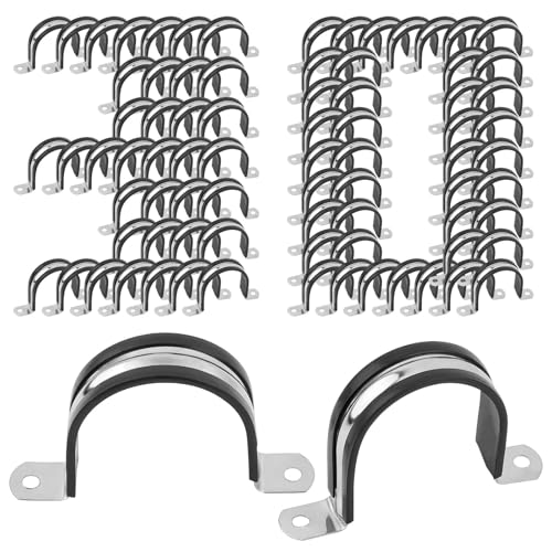 Akamino 30 Stück 55 mm Kabelklemme, 304 Edelstahl-Rohrschellen, U-Halterung mit gummierter Polsterung, Metallrohrschellen, Sattelschlauchschellen für Gas-Wasserschläuche, Drahtbefestigung Akamino 30 Stück 55 mm Kabelklemme, 304 Edelstahl-Rohrschellen, U-Halterung mit gummierter Polsterung, Metallrohrschellen, Sattelschlauchschellen für Gas-Wasserschläuche, Drahtbefestigung von Akamino