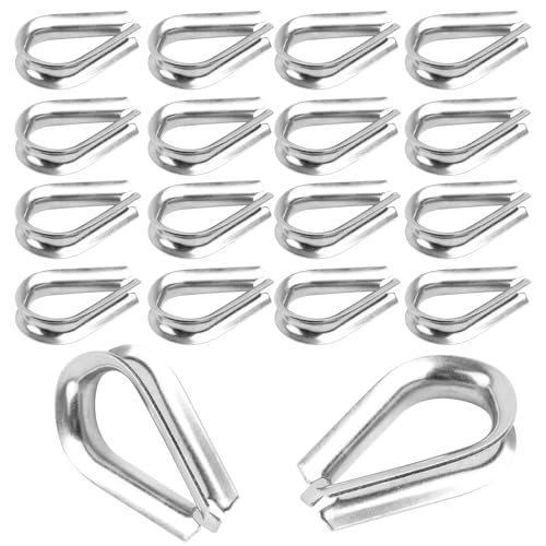 Akamino M10 Drahtseil-Fingerhut, 10 mm, 304 Edelstahl, Fingerhüte für Drahtseil, robuste Öse, Herzkabel, Fingerhut, Takelwerkzeug für Wäscheleine, Boots-Rakeling, Hardware-Armaturen, 20 Stück von Akamino