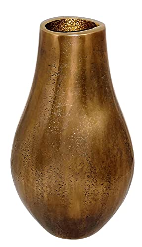 Aus Aluminium, große 22,9 cm hohe Vase, seltenes indisches Dekor, antikes Bronze-Finish, geeignet für Wasserfüllung von Akanksha Arts