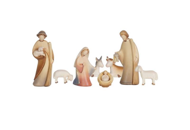 Akantus Krippe Krippenfiguren aus Holz: 8-teiliges Krippenfiguren Set (bemalt), holzgeschnitzt, handbemalt, Ahornholz, Made in Südtirol von Akantus