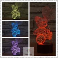 Herz Teddybär 3D Illusion Lampe Nachtlicht Kind Dekorative Lichter Geschenk 7 Farben Wechselbare Cartoon Mit Touch Sensor von Akarimoko