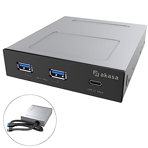 Akasa 20Gbps Typ-C Panel Mit Dualem 5Gbps Typ-A Anschluss, Passend für 3,5" PC-Gehäuse, 20-Pin Key-A und 19-Pin Interner Anschluss, AK-ICR-36 Akasa 20Gbps Typ-C Panel Mit Dualem 5Gbps Typ-A Anschluss, Passend für 3,5" PC-Gehäuse, 20-Pin Key-A und 19-Pin Interner Anschluss, AK-ICR-36 von Akasa