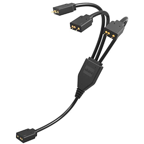 Akasa Adressierbarer RGB LED Verlängerungskabel, 1 zu 3 aRGB LED Y Verteiler Kabel, 3 Pin Anschluss, 1 Buchse auf 3 Stecker, 50cm, schwarz, AK-CBLD07-50BK von Akasa