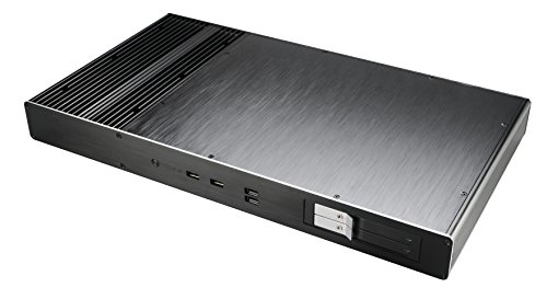 Akasa Galileo TU Slim 1U Lüfterloses Gehäuse aus Aluminium für dünne Mini-ITX Mainboards/VESA montierbar, Schwarz von Akasa