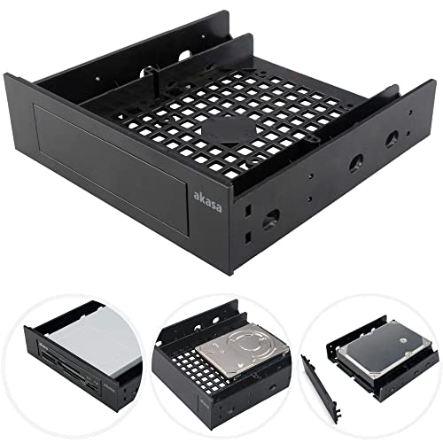 Akasa Halterahmen für 3.5" Device/SSD/HDD Adapter , 6,4 cm (2,5 Zoll) und 13,3 cm (5,25 Zoll), schwarz, AK-HDA-05 von Akasa