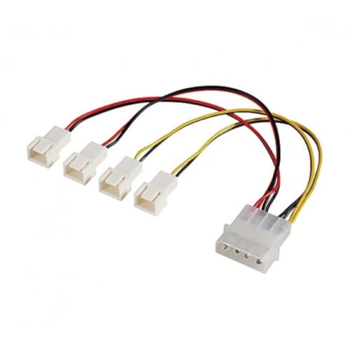 Akasa PC-Luefter Y-Kabel [4x PC-Luefter Stecker 3pol. - 1x IDE-Strom-Stecker 4pol.] 15.00cm Schwarz,, 3 Stück von Akasa
