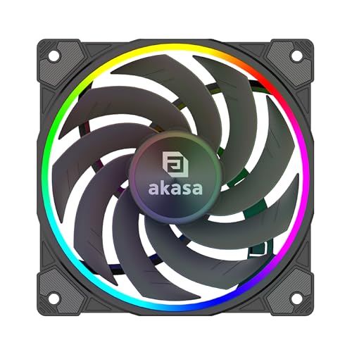Akasa SOHO AR12 Reverse Blade, 120mm Case Fan with Reverse Flow, Addressable RGB MHD Bearing PC Cooler, 4Pin PWM Silent Fan Under 31.6 dB(A) & Airflow up to 58.3 CFM, Black, AK-FN123 von Akasa