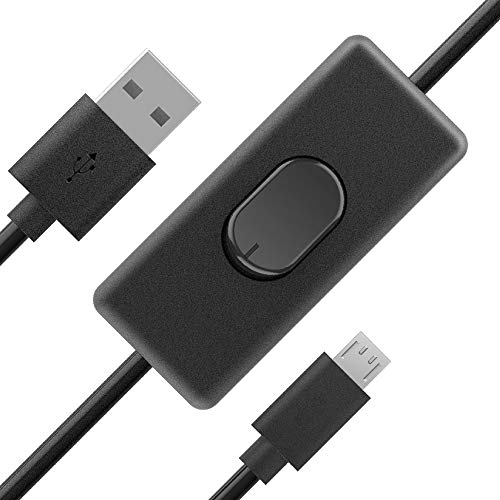 Akasa USB 2.0 Typ A auf Micro-B Kabel mit Schalter | USB-Netzschalter für Raspberry Pi 4 Modell B | Netzkabel | 150 cm | AK-CBUB58-15BK von Akasa