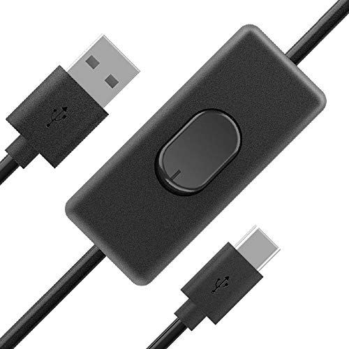 Akasa USB 2.0 Typ-A auf Typ-C-Kabel mit Schalter | USB-Netzschalter für Raspberry Pi 4 Modell B | Netzteilkabel | 150 cm | AK-CBUB57-15BK von Akasa