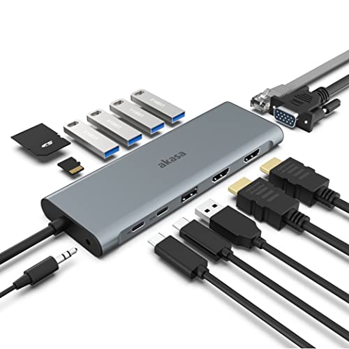 Akasa USB-C® Dockingstation USB Type-C 14-In-1 Dock Passend für Marke Dockingstations: Universal integrierter Kartenles von Akasa