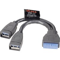 Akasa - USB-Kabel usb 3.2 Gen1 (usb 3.0 / usb 3.1 Gen1) Pfostenstecker 19pol., usb-a Buchse 0.15 m Sch von Akasa