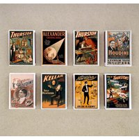 8Er Satz Matchbox Magic Zeigen Plakat Kellar Houdini Thurston Vintage Stil Druck Alte Streichhölzer Streichholzhalter von AkasiaCrafts