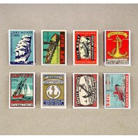 8Er Set Matchbox Boot Marine Design Vintage-Stil Druck Alte Streichhölzer Streichholzhalter von AkasiaCrafts