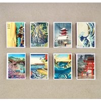 Satz Von 8 Matchbox Verschiedene Japanese Print Vintage-Stil Druck Alte Streichhölzer Streichholzhalter von AkasiaCrafts