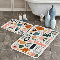 2Er Set Abstrakte Badematte|Rutschfestes Badezimmerdekor|Dekorativer Badteppich|Apfel - Und Birnen-Bodenmatte|Rechteckiger Duschteppich von AkasiaHomeDesign