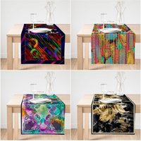 Abstrakter Tischläufer|Dekorativer Tischläufer|Läufer Aus Wildleder Mit Bunten Muster|Hochwertige Tischdekoration|Moderner Tischläufer Im von AkasiaHomeDesign